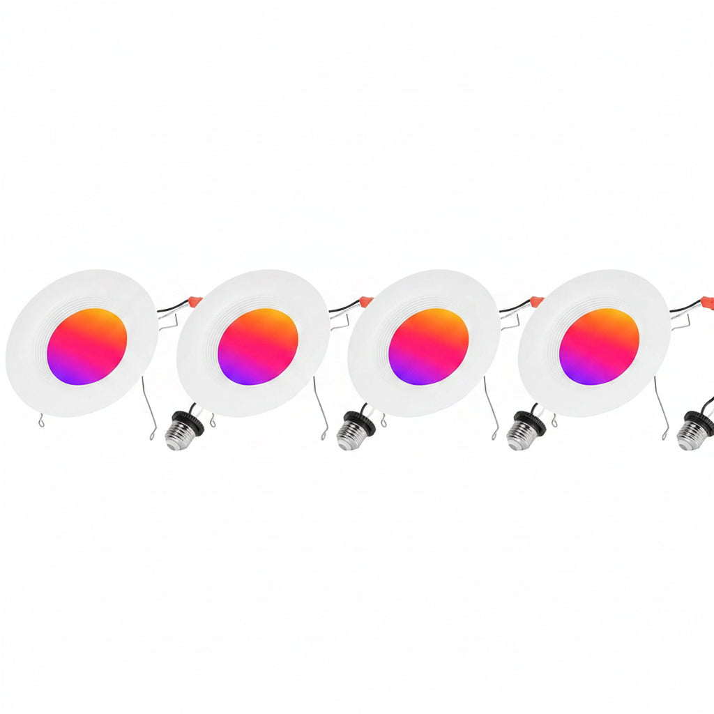 6 Pack Smart RGB TW Recessed Lighting 6 Inch Color Changing (2700K-6500K) 12W Downlight, 1000 Lumen LED Wafer Light,Damp Location with J-Box Work and Wire Nuts, ETL