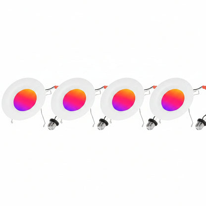 6 Pack Smart RGB TW Recessed Lighting 6 Inch Color Changing (2700K-6500K) 12W Downlight, 1000 Lumen LED Wafer Light,Damp Location with J-Box Work and Wire Nuts, ETL