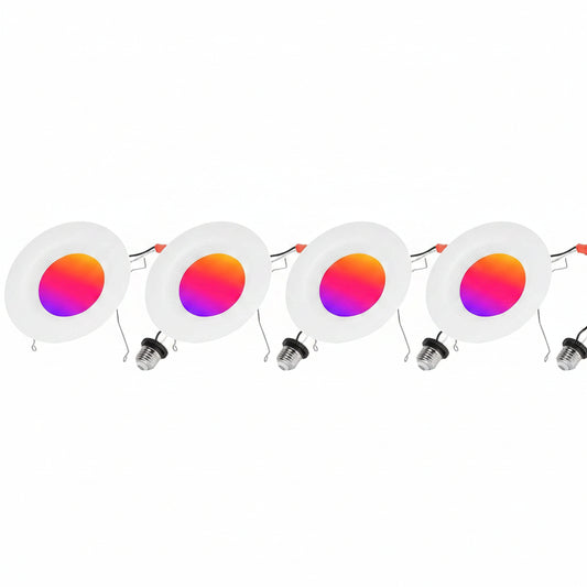 6 Pack Smart RGB TW Recessed Lighting 6 Inch Color Changing (2700K-6500K) 12W Downlight, 1000 Lumen LED Wafer Light,Damp Location with J-Box Work and Wire Nuts, ETL