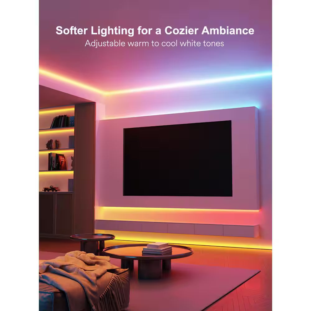 16 Ft. Hardwired Smart Integrated LED Strip Lights, RGBCW LED Strip Light Work with Alexa Smart Color Segmented Control