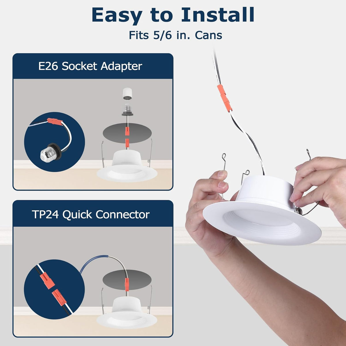 6 Pack Smart RGB TW Recessed Lighting 6 Inch Color Changing (2700K-6500K) 12W Downlight, 1000 Lumen LED Wafer Light,Damp Location with J-Box Work and Wire Nuts, ETL