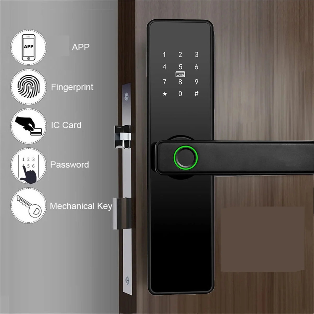 Biometric Fingerprint Door Lock Black Smart Lock App Remote Unlocking Keyless ,Corrosion-Resistant