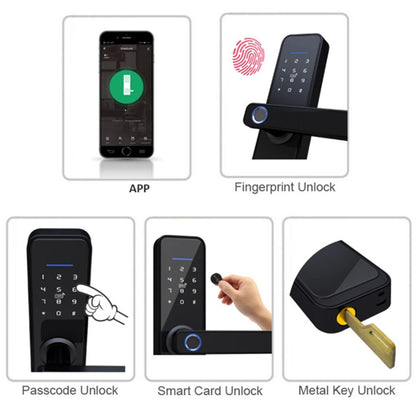 Biometric Fingerprint Door Lock Black Smart Lock App Remote Unlocking Keyless ,Corrosion-Resistant
