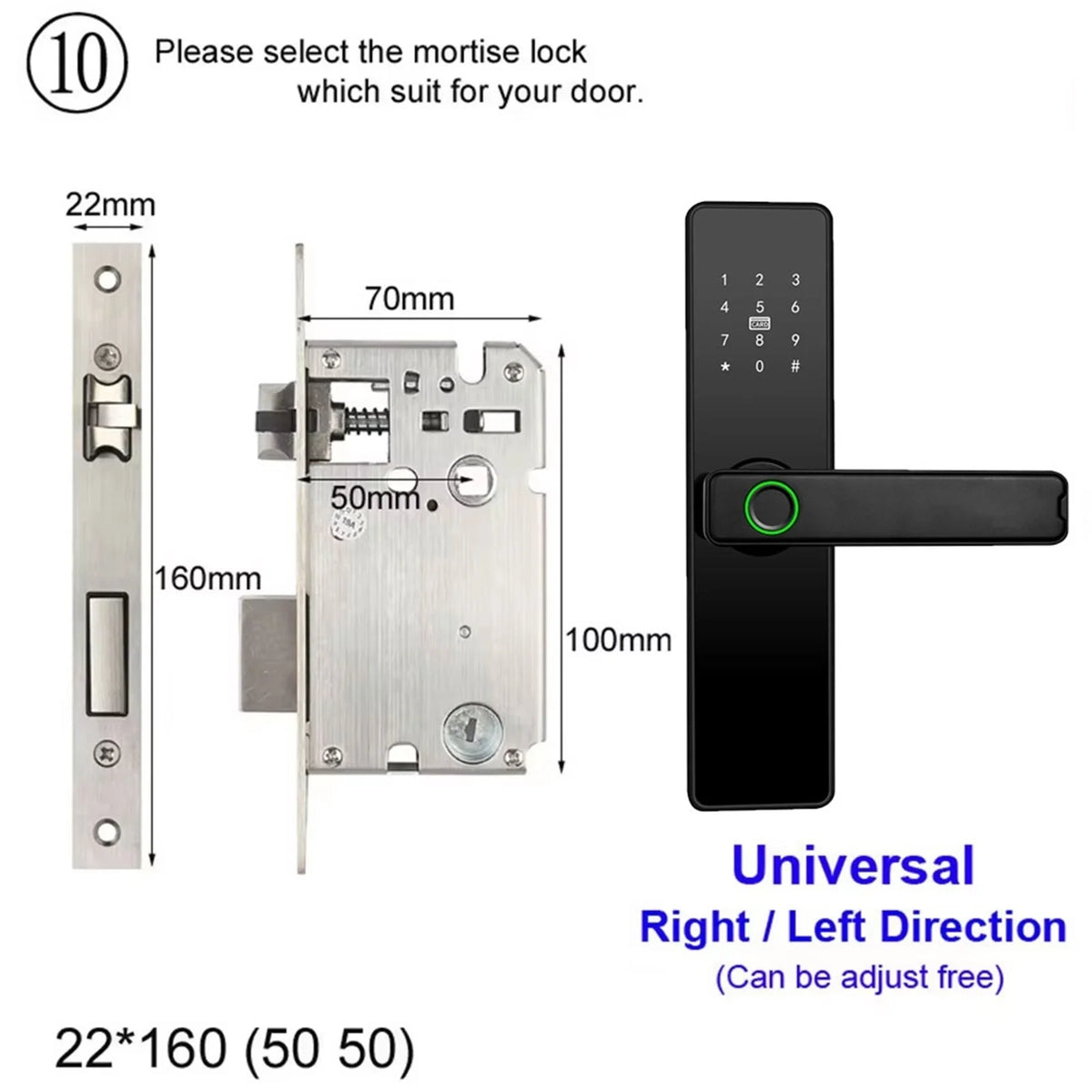 Biometric Fingerprint Door Lock Black Smart Lock App Remote Unlocking Keyless ,Corrosion-Resistant