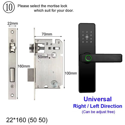 Biometric Fingerprint Door Lock Black Smart Lock App Remote Unlocking Keyless ,Corrosion-Resistant